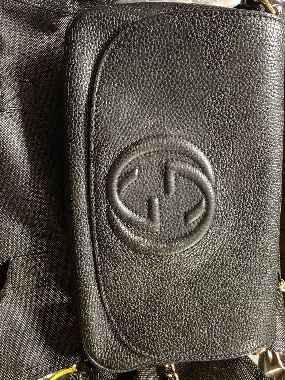 Gucci Black Pebbled Leather Crossbody Bag